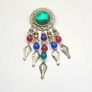 Vintage OrnateTribal Ethnic Colorful Brooch